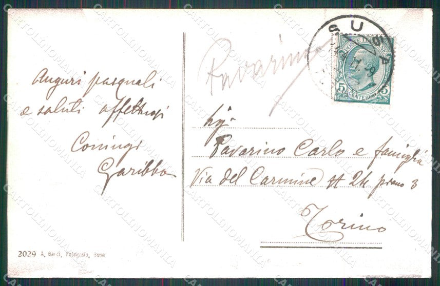 Torino Susa Via Palazzo di Città cartolina MT7155 – retro