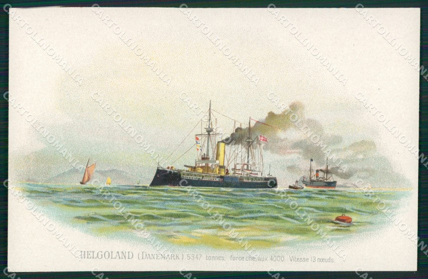 Nave Helgoland Denmark Caule Art Nouveau cartolina postcard MT7464 – fronte