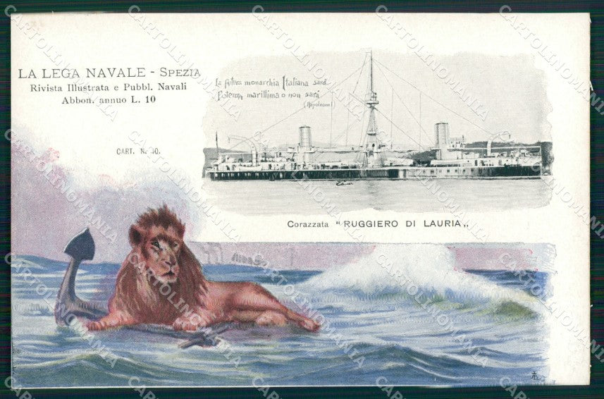 La Spezia Lega Navale Nave Ruggiero di Lauria cartolina postcard MT7495 – fronte