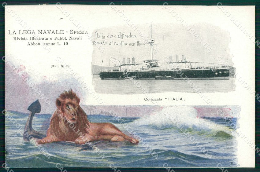 La Spezia Lega Navale Nave Italia Art Nouveau cartolina postcard MT7500 – fronte