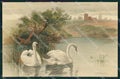 Meissner & Buch Serie 1281 Landscape Swan Art Nouveau cartolina postcard MT7578 – fronte