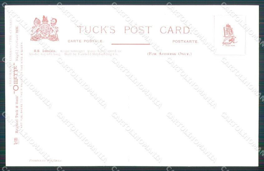 Nave Lucania Raphael Tuck 9106 Art Nouveau cartolina postcard MT7601 – retro