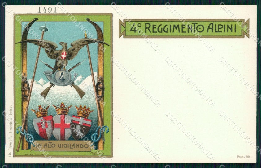 Militari Reggimentale Alpini IV Reggimento SCOLLATA cartolina MT8043 – fronte