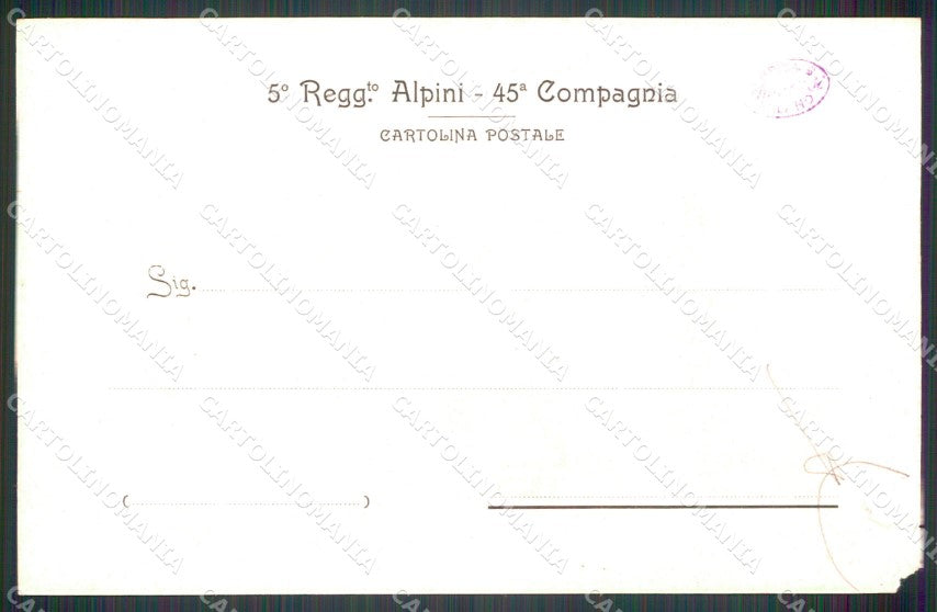 Militari Alpini V Reggimento XLV Compagnia STRAPPO ABRASA cartolina MT8050 – retro