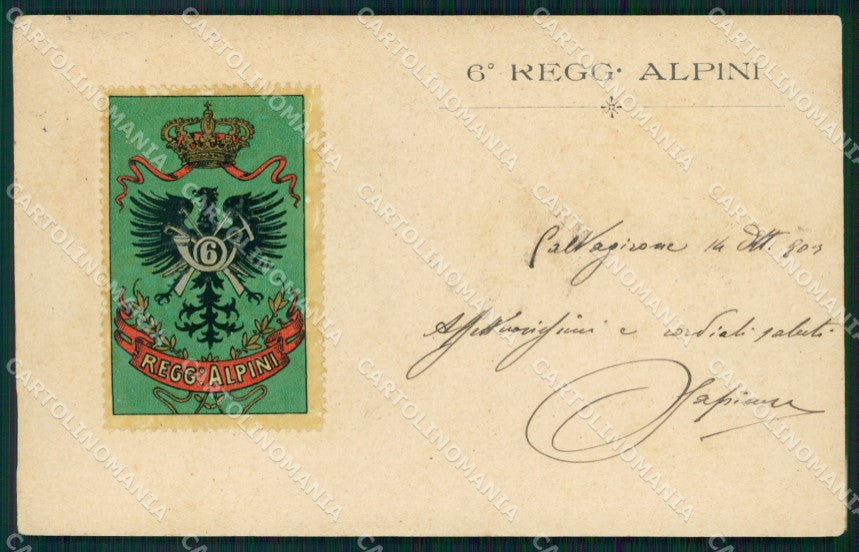 Militari Reggimentale Alpini VI Reggimento PIEGHINA cartolina MT8051 – fronte