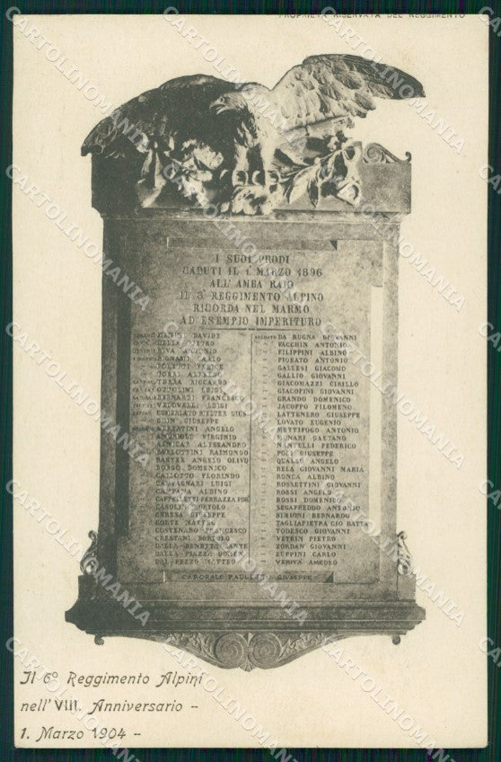 Militari Reggimentale Alpini VI Reggimento SCOLLATA cartolina MT8053 – fronte