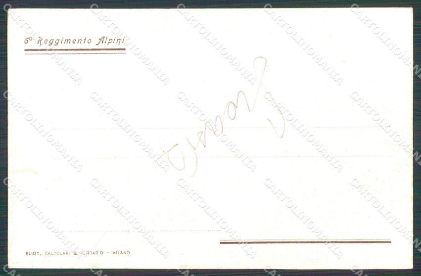 Militari Reggimentale Alpini VI Reggimento SCOLLATA cartolina MT8053 – retro