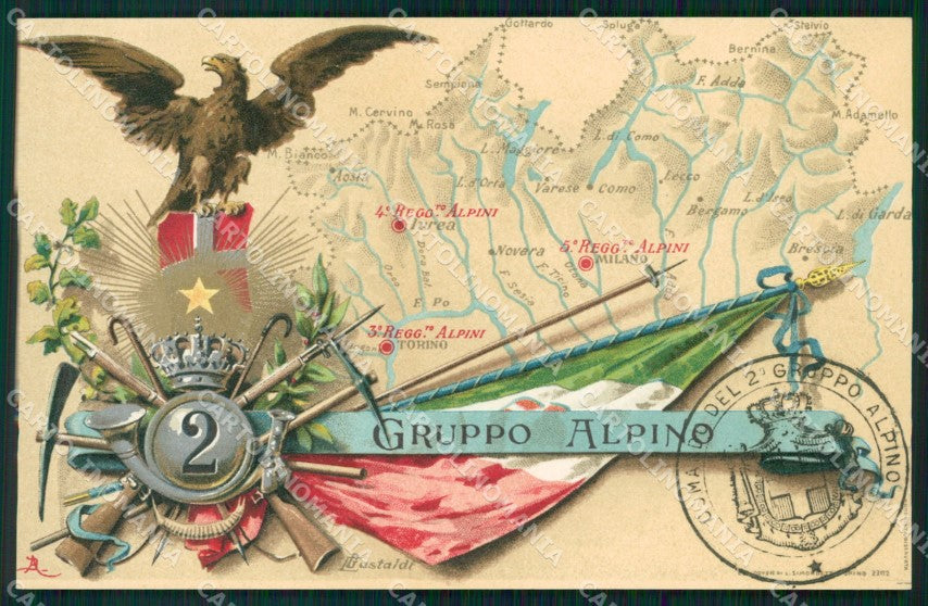 Militari Reggimentale Alpini II Reggimento cartolina MT8072 – fronte