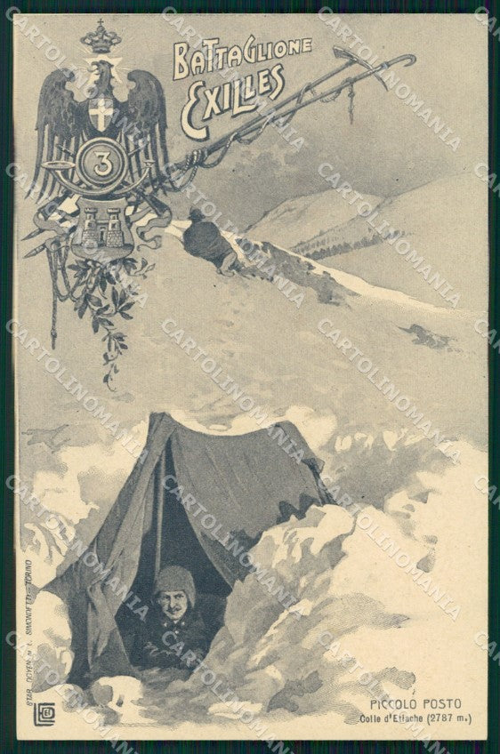 Militari III Reggimento Alpini Battaglione Exilles Etiache cartolina MT8076 – fronte
