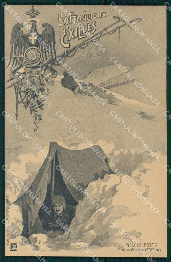 Militari III Reggimento Alpini Battaglione Exilles Etiache cartolina MT8077 – fronte