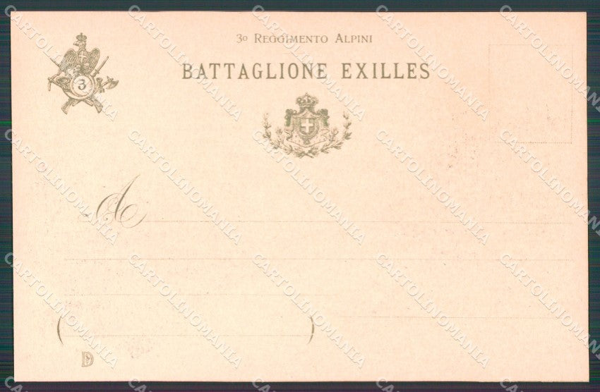 Militari III Reggimento Alpini Battaglione Exilles Etiache cartolina MT8077 – retro