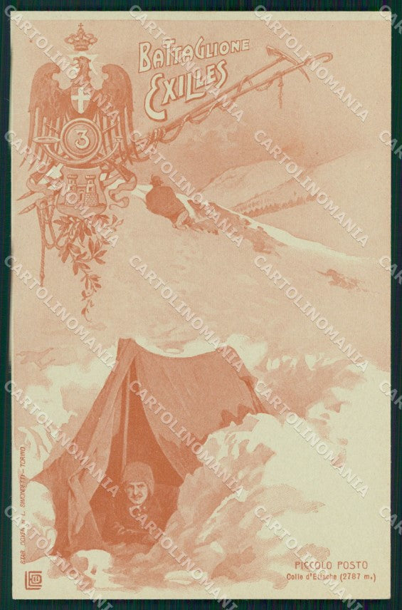 Militari III Reggimento Alpini Battaglione Exilles Etiache cartolina MT8079 – fronte