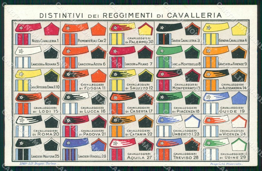Militari Reggimentale Cavalleria Distintivi cartolina MT8094 – fronte