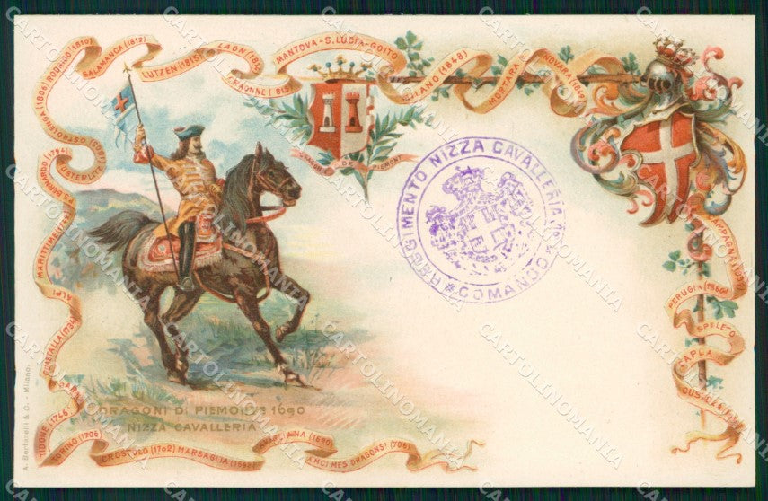 Militari Reggimentale Cavalleria Nizza Dragoni di Piemonte cartolina MT8099 – fronte