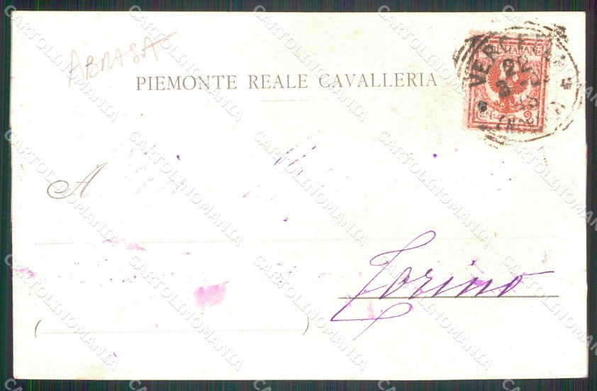 Militari Reggimentale Cavalleria Sforzesca ABRASA cartolina MT8102 – retro