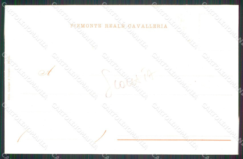 Militari Reggimentale Cavalleria Reggimento Piemonte SCOLLATA cartolina MT8103 – retro