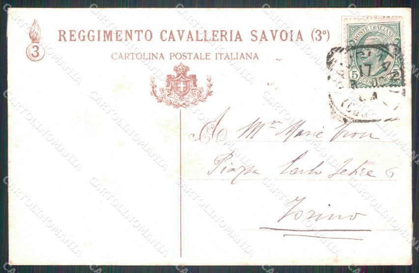Militari Reggimentale Cavalleria III Reggimento Savoia Firenze cartolina MT8109 – retro