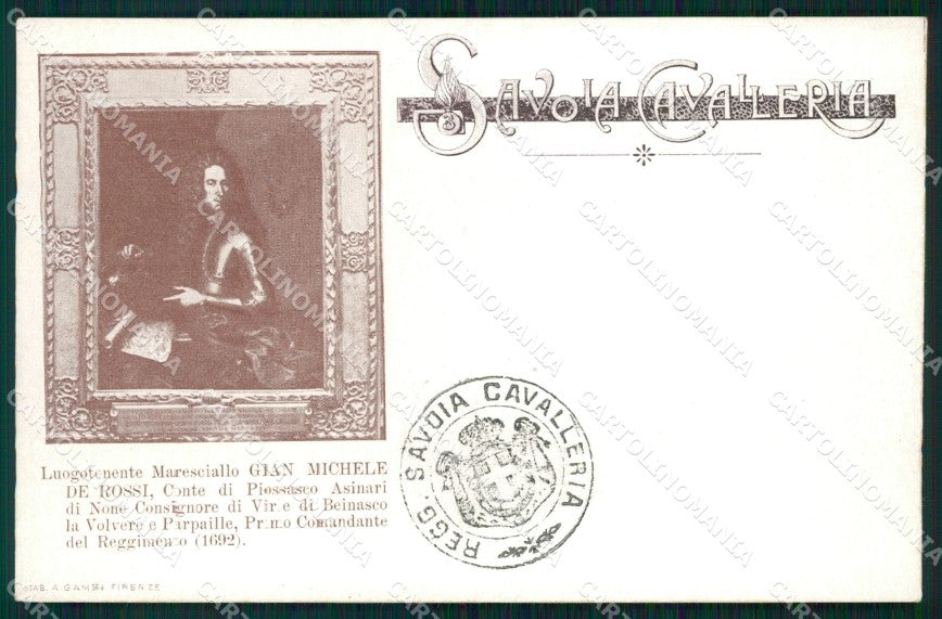 Militari Reggimentale Cavalleria Savoia De Rossi cartolina MT8113 – fronte