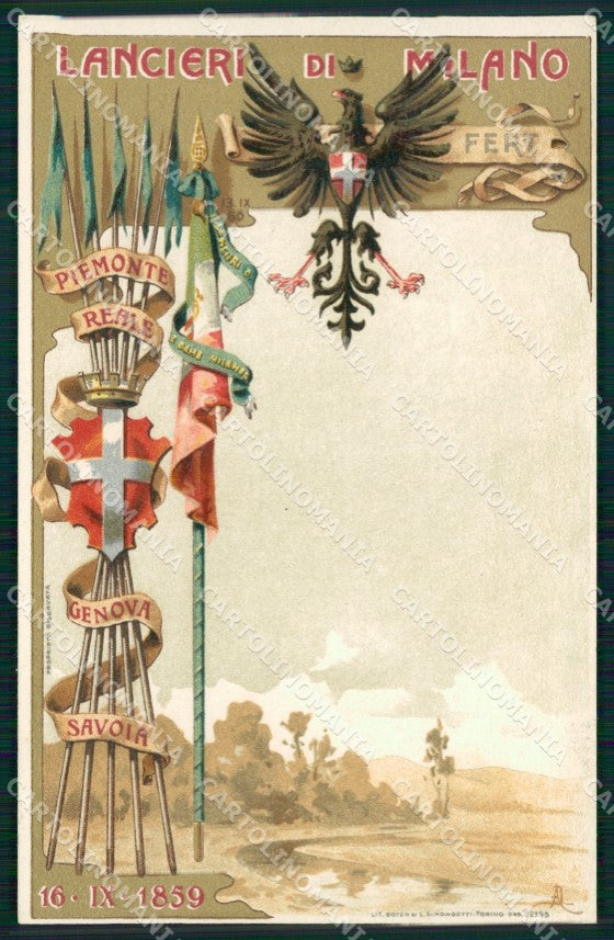 Militari Reggimentale Cavalleria Lancieri di Milano cartolina MT8128 – fronte