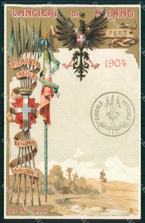 Militari Reggimentale Cavalleria Lancieri di Milano cartolina MT8130 – fronte