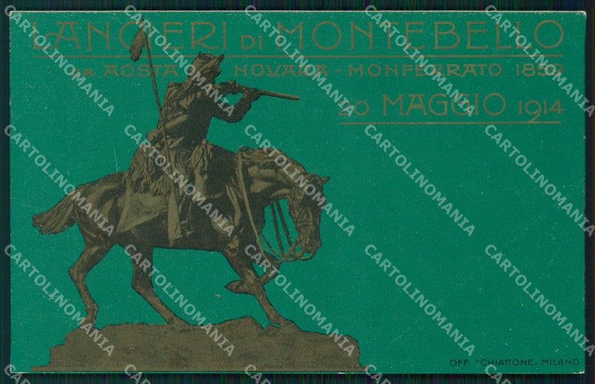 Militari Cavalleria Lancieri Montebello Aosta Novara Chiattone cartolina MT8132 – fronte