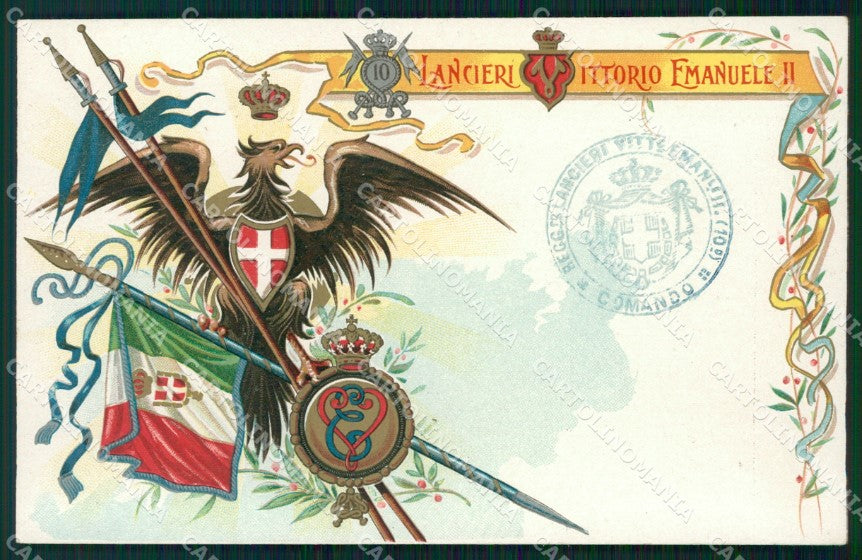 Militari Reggimentale Cavalleria Lancieri Vittorio Emanuele II cartolina MT8136 – fronte