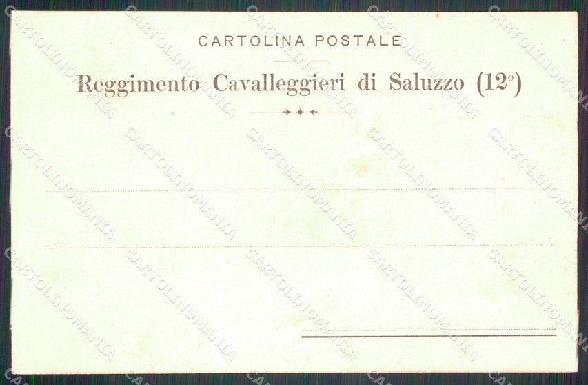 Militari Reggimentale Cavalleria XII Reggimento Saluzzo cartolina MT8138 – retro