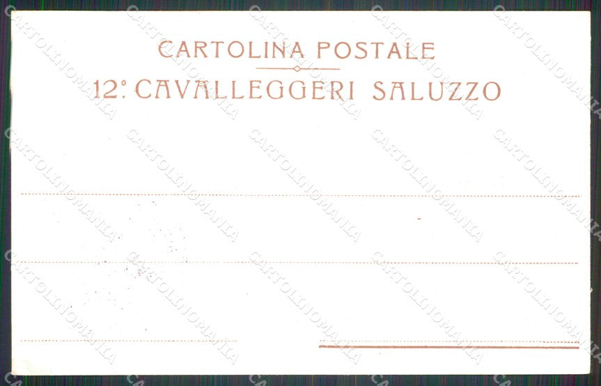 Militari Reggimentale Cavalleria XII Reggimento Saluzzo Zinasco cartolina MT8139 – retro