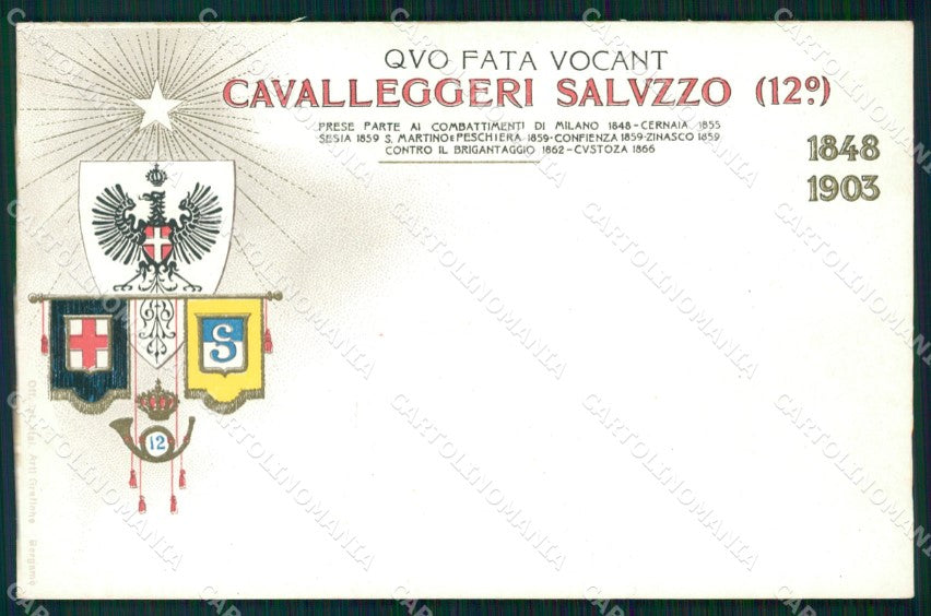 Militari Cavalleria XII Reggimento Cavalleggeri Saluzzo cartolina MT8140 – fronte