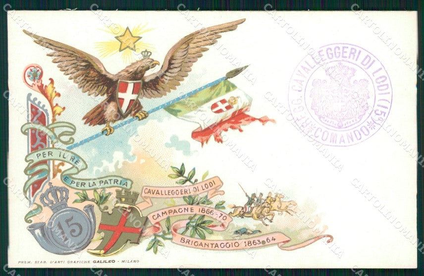 Militari Reggimentale XV Reggimento Cavalleggeri di Lodi cartolina MT8148 – fronte