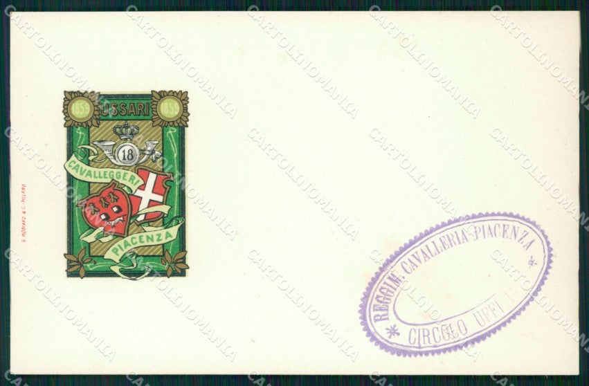 Militari XVIII Reggimento Cavalleggeri Piacenza Ussari cartolina MT8153 – fronte