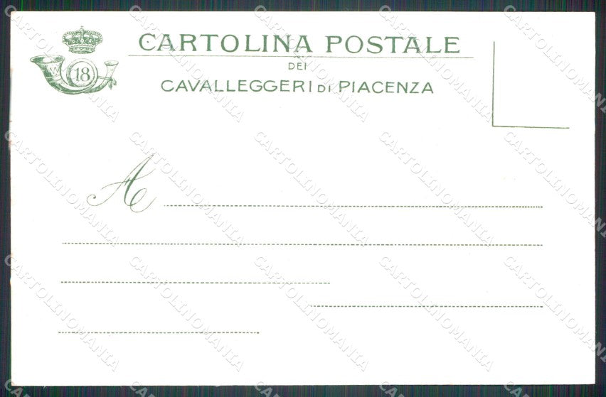 Militari XVIII Reggimento Cavalleggeri Piacenza Ussari cartolina MT8153 – retro