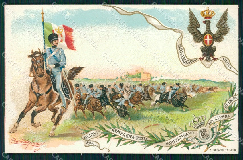 Militari Reggimentale Cavalleggeri Guide Monzambano cartolina MT8157 – fronte