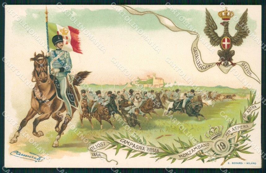 Militari Reggimentale Cavalleria Cavalleggeri Guide Monzambano cartolina MT8158 – fronte