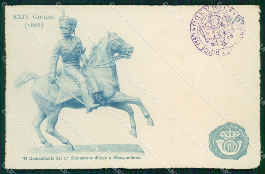Militari Reggimentale XIX Cavalleggeri Guide Monzambano cartolina MT8159 – fronte