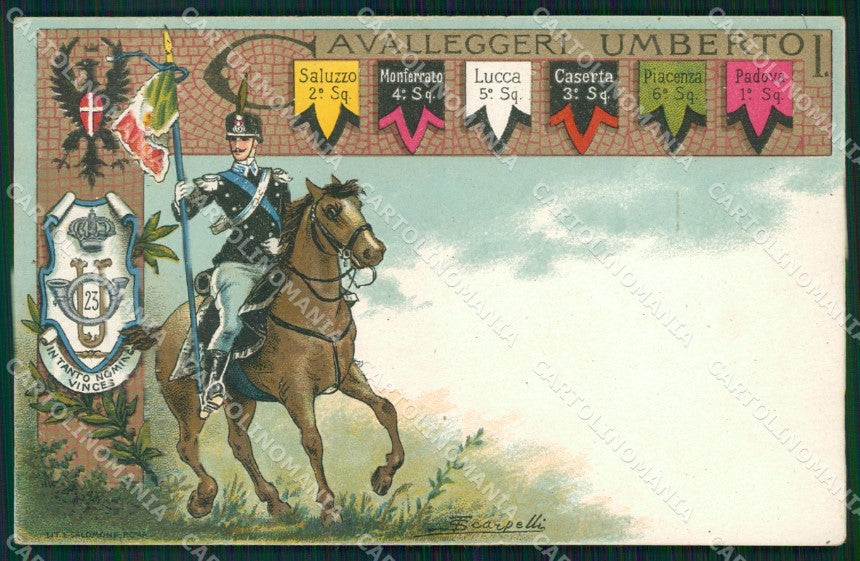 Militari Reggimentale XXIII Reggimento Cavalleggeri Umberto I cartolina MT8173 – fronte
