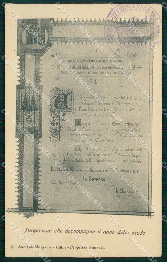 Militari Reggimentale XXIV Reggimento Cavalleggeri di Vicenza cartolina MT8175 – fronte
