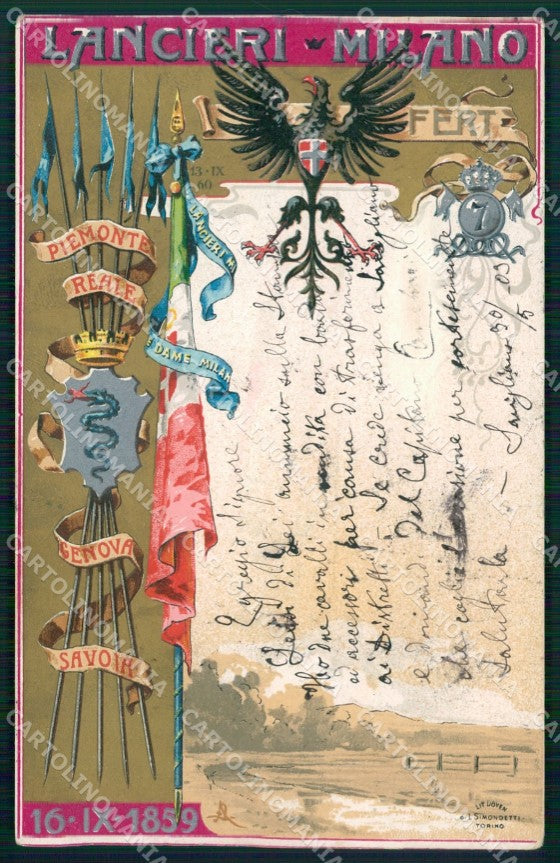 Militari Cavalleria VII Reggimento Lancieri di Milano cartolina MT8179 – fronte