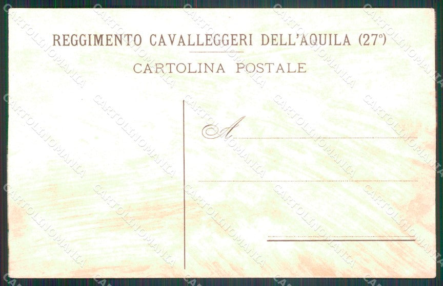 Militari Reggimentale XXVII Reggimento Cavalleggeri L'Aquila cartolina MT8183 – retro