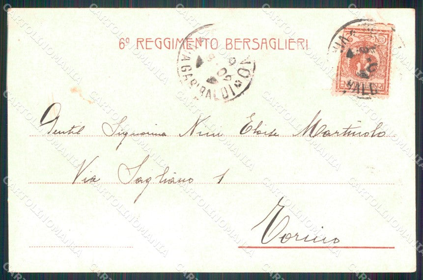 Militari Bersaglieri VI XIII XIX Battaglione VI Reggimento cartolina MT8205 – retro