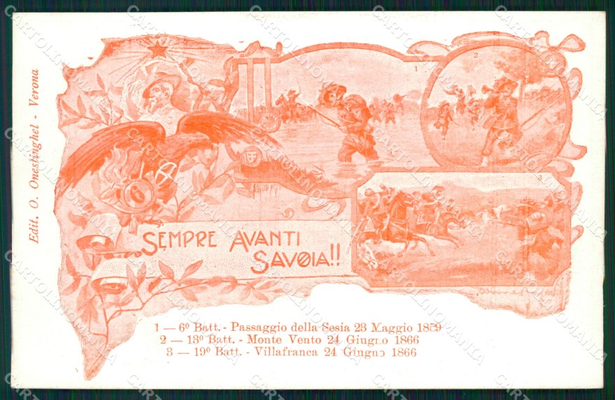 Militari Bersaglieri VI XIII XIX Battaglione VI Reggimento cartolina MT8207 – fronte