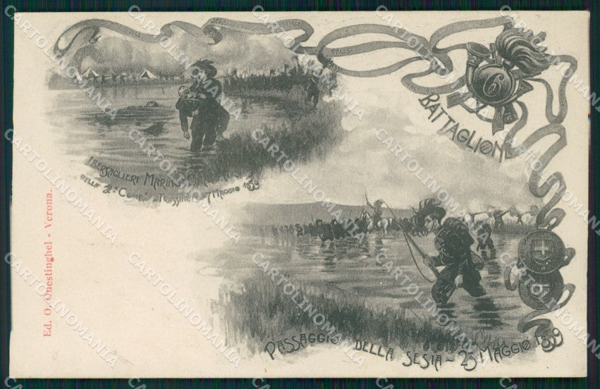 Militari Reggimentale Bersaglieri VI Battaglione Sesia cartolina MT8233 – fronte