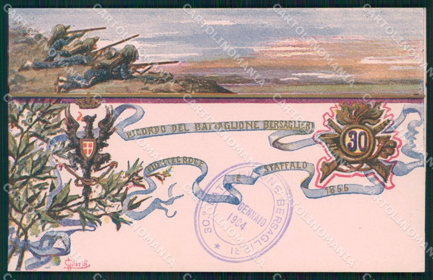 Militari Reggimentale Bersaglieri XXX Battaglione SCOLLATA cartolina MT8239 – fronte