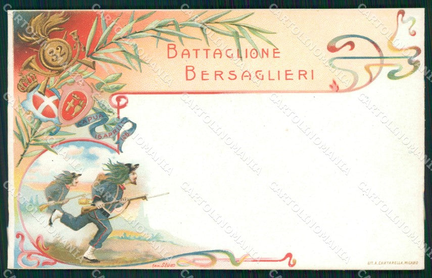 Militari Reggimentale Bersaglieri XXXII Battaglione Capua cartolina MT8243 – fronte