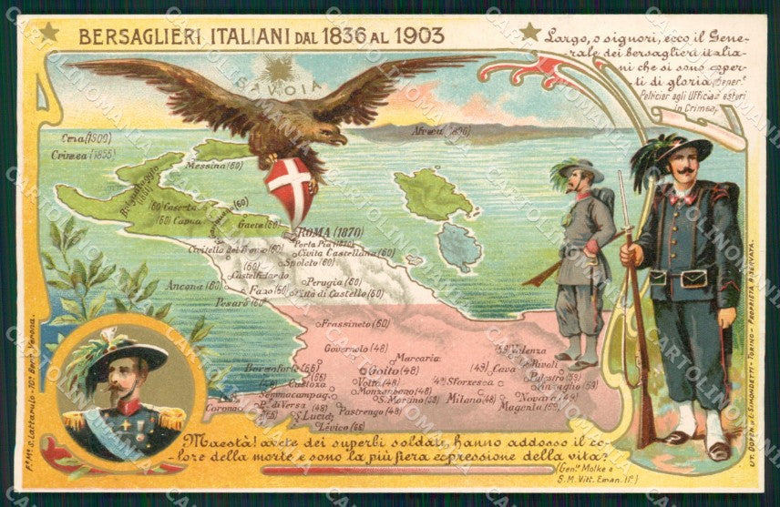Militari Reggimentale Bersaglieri SCOLLATA cartolina MT8247 – fronte