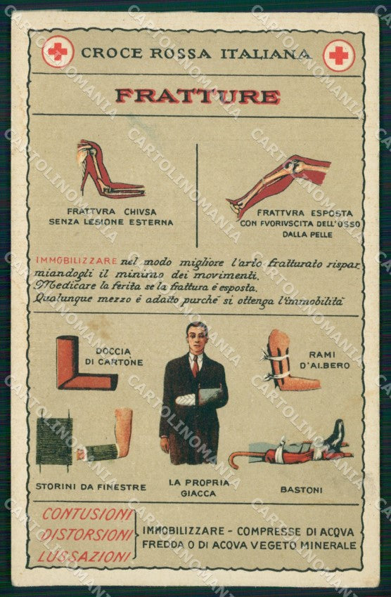 Militari Sanità Croce Rossa Fratture cartolina MT8289 – fronte