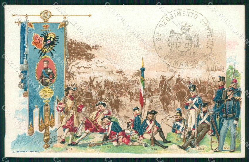 Militari Fanteria III Reggimento Cenni cartolina MT8318 – fronte