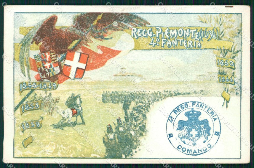 Militari Fanteria IV Reggimento Piemonte cartolina MT8323 – fronte