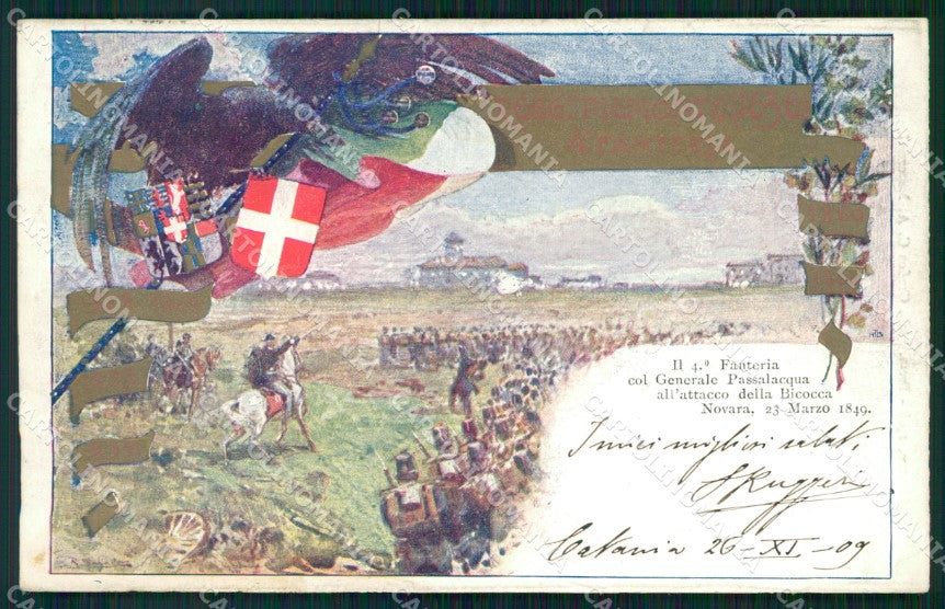 Militari Fanteria IV Reggimento Bicocca Novara cartolina MT8329 – fronte