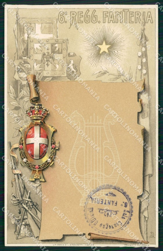 Militari Fanteria VI Reggimento cartolina MT8337 – fronte